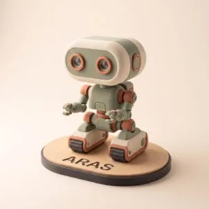 ARAS isimli kaidede özgün retro rover robot figürü
